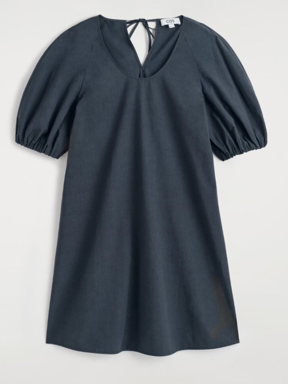 COS **NWT** PUFF-SLEEVE COTTON MINI DRESS in Black